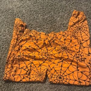 Orange Spider Web Patterned Pants